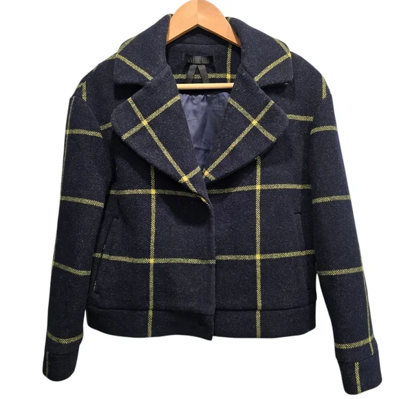 Bread n Butter Modern Cropped Check Wool Coat Size M - Picture 2 of 16